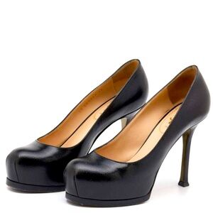 YSL black leather Tribtoo 105 Platform Pumps sz 40
